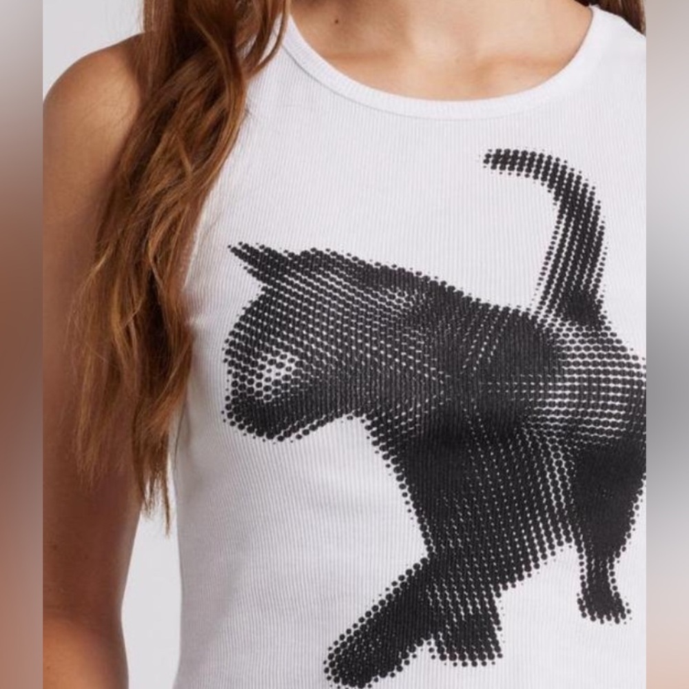 Golden Hour - Black Cat Cotton Ribbed Graphic Tank - S